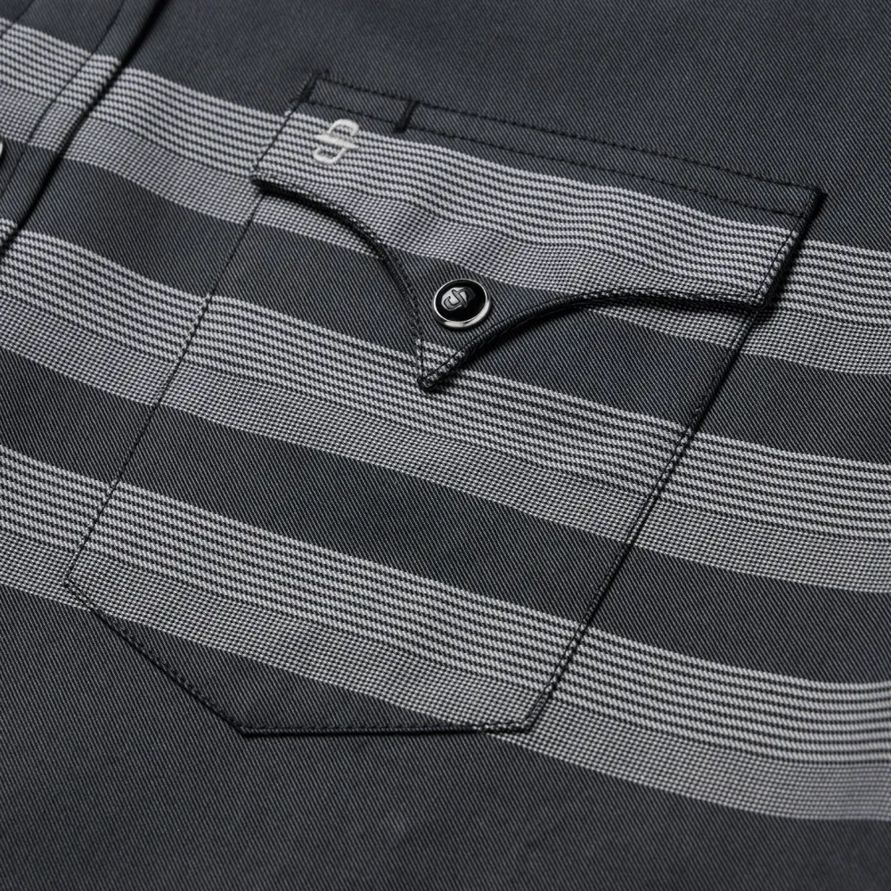 Stetson Border Stripe Twill Western Shirt Black Sale