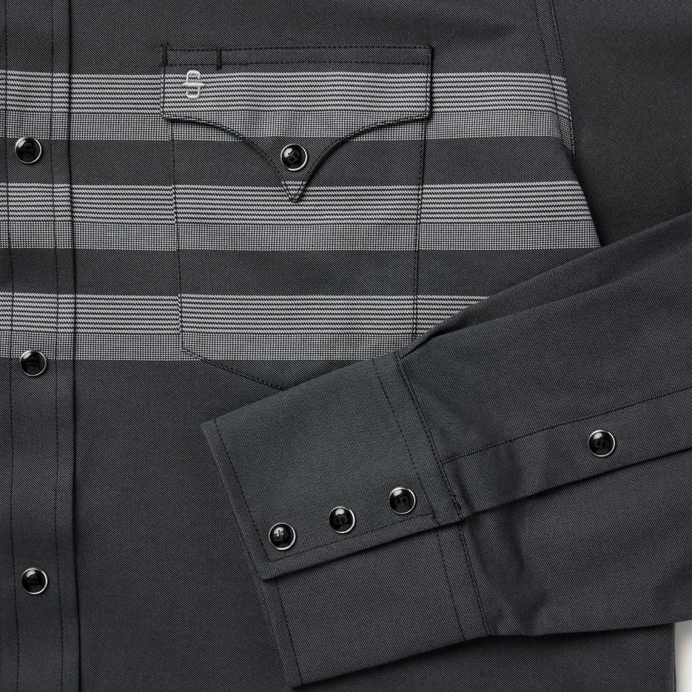 Stetson Border Stripe Twill Western Shirt Black Sale