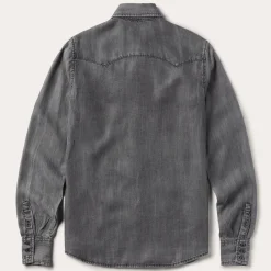 Stetson Boyfriend Fit Button Denim Tencel Blouse Washed Black Discount