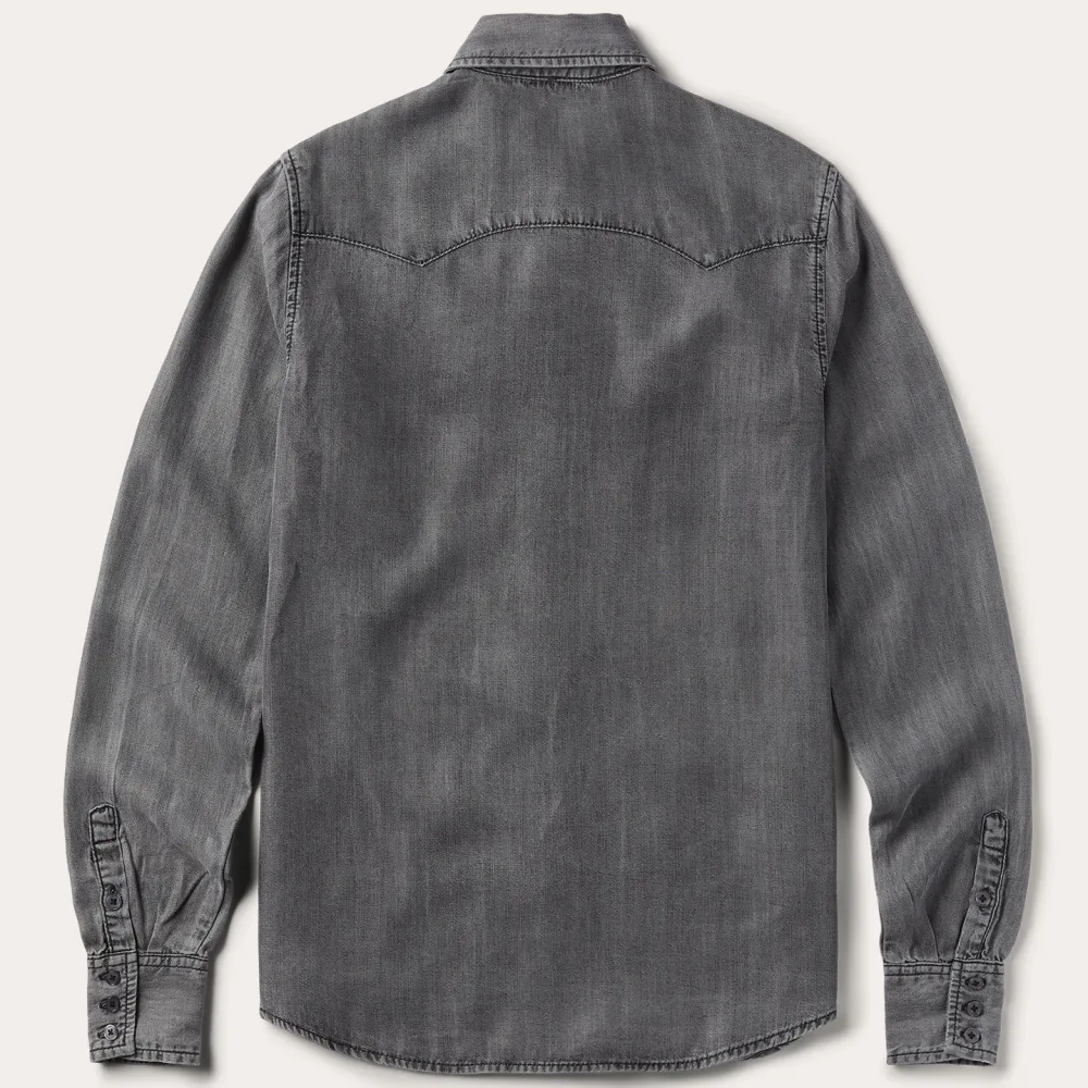 Stetson Boyfriend Fit Button Denim Tencel Blouse Washed Black Discount