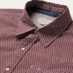 Stetson Broken Diamond Print Western Shirt Red Outlet