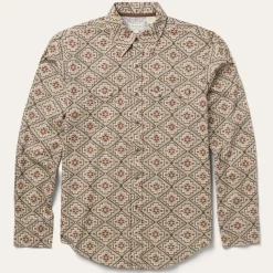Stetson Aztec Poplin Western Shirt Brown Outlet