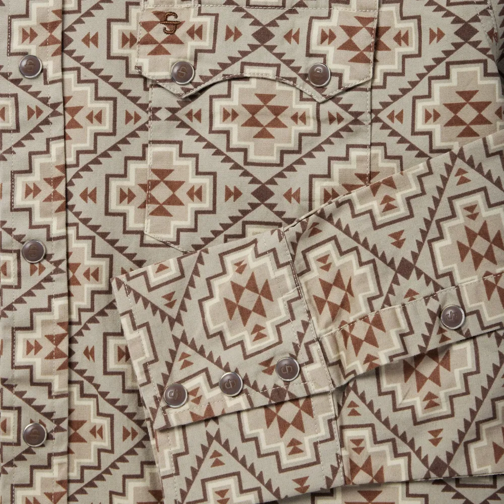 Stetson Aztec Poplin Western Shirt Brown Outlet