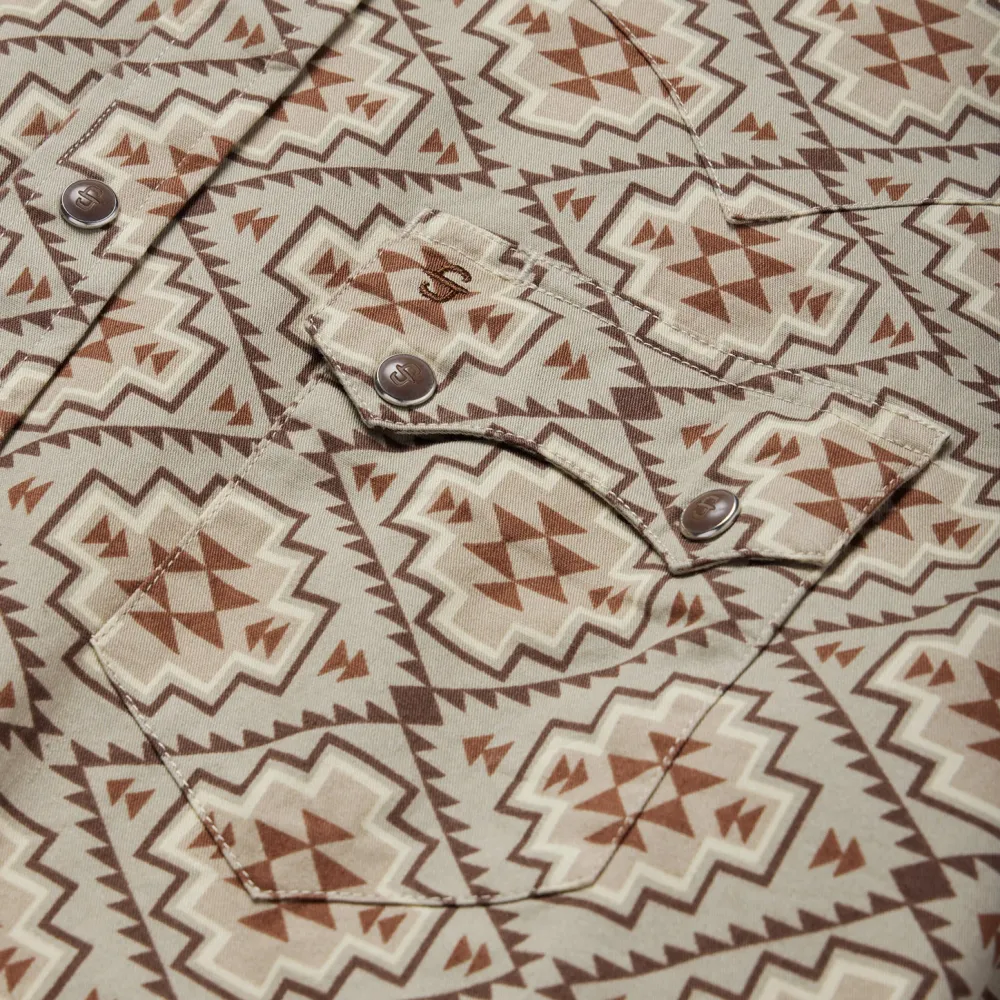 Stetson Aztec Poplin Western Shirt Brown Outlet