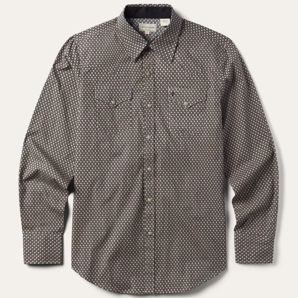 Stetson Diamond Print Western Shirt Brown Online