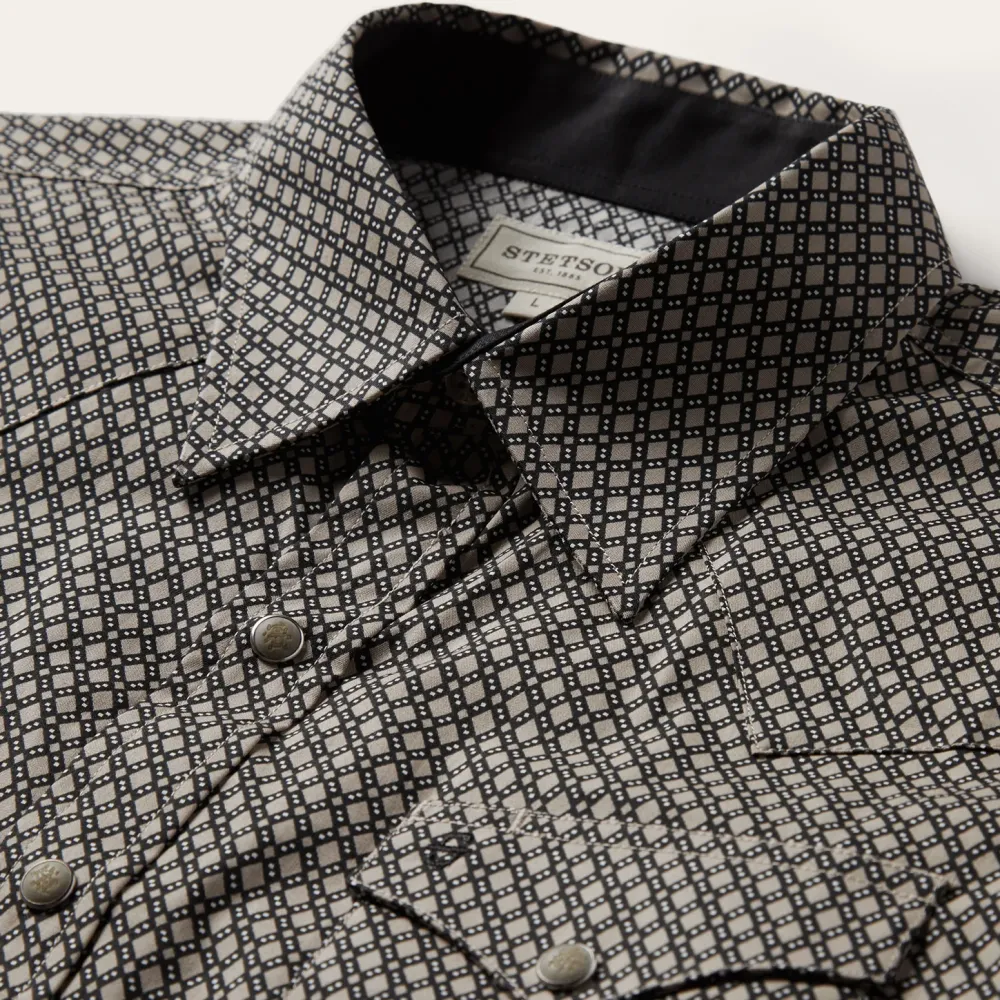 Stetson Diamond Print Western Shirt Brown Online