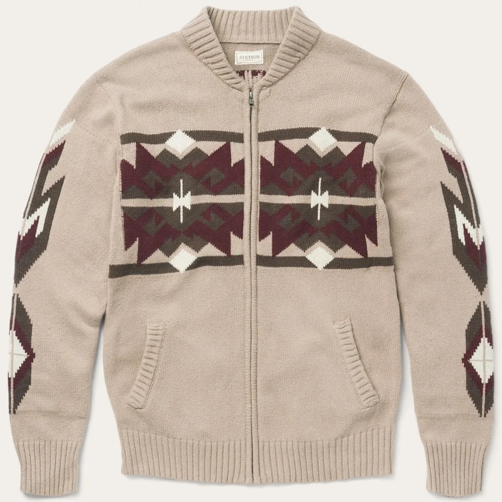 Stetson Gray Aztec Cardigan Brown Best