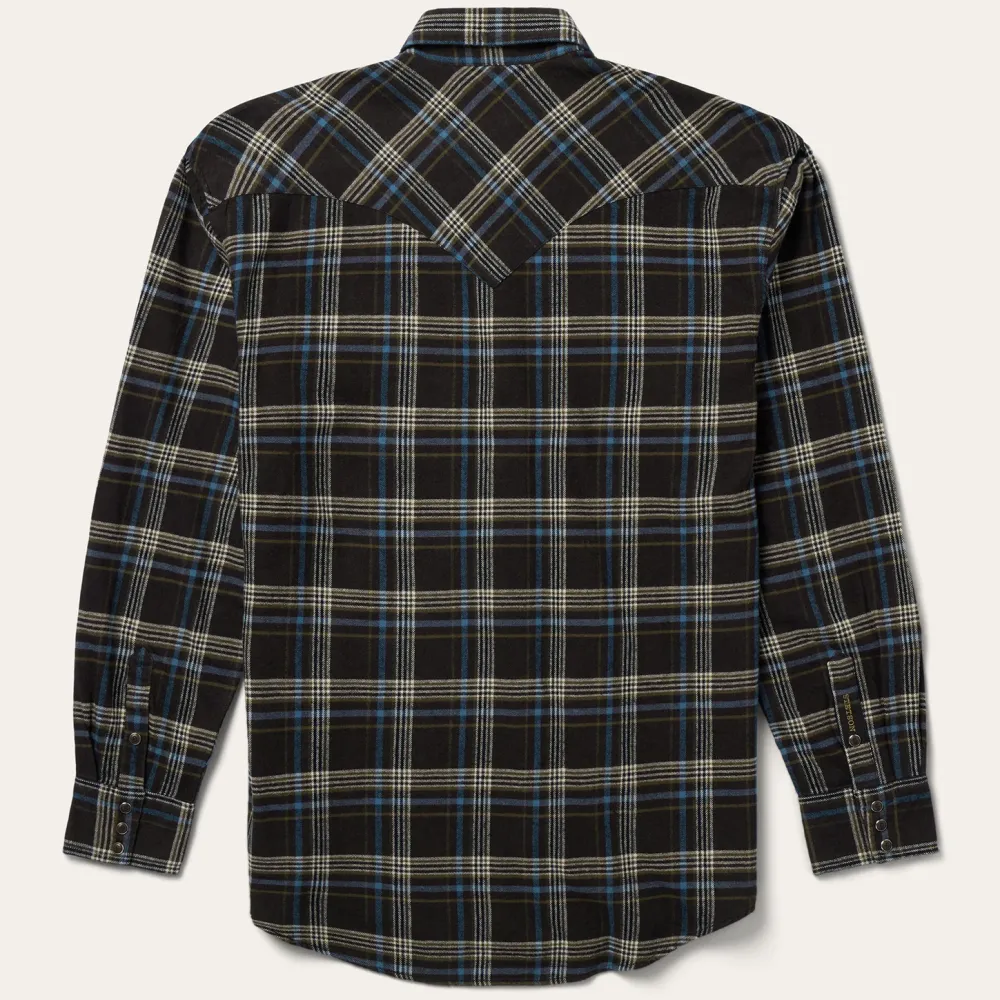 Stetson Plaid Flannel Western Shirt Brown Hot
