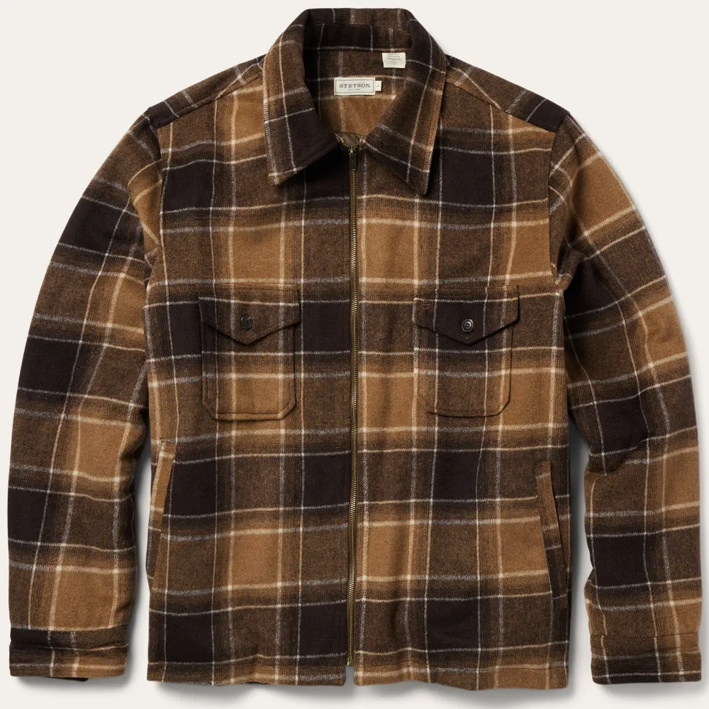 Stetson Plaid Western Coat Brown Sale