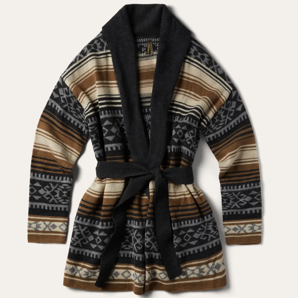 Stetson Serape Belted Cardigan Brown New