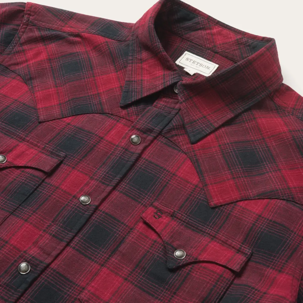 Stetson Brushed Twill Plaid Shirt Black Discount