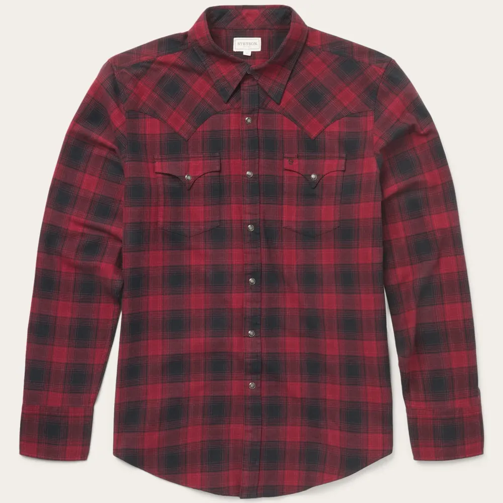 Stetson Brushed Twill Plaid Shirt Black Outlet