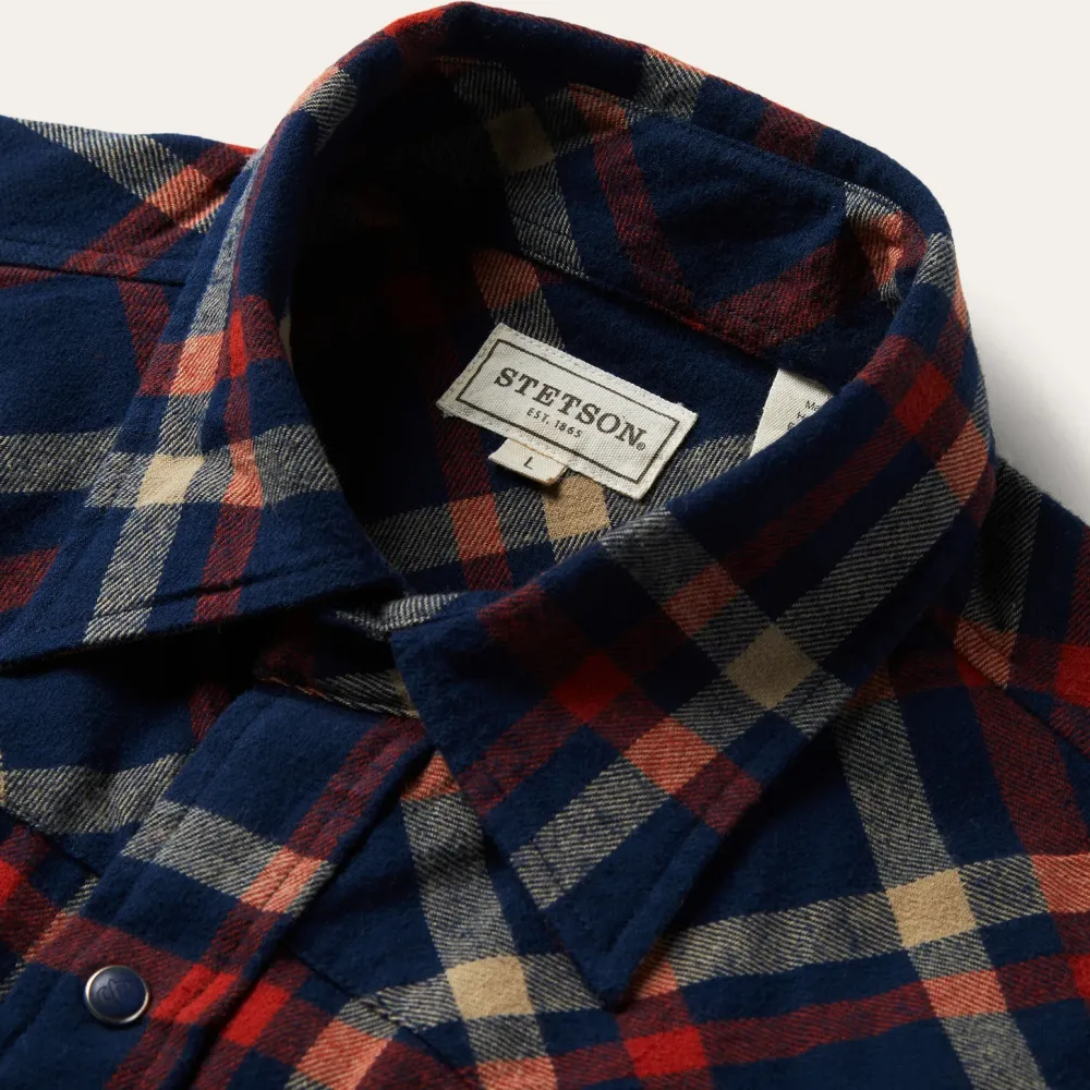 Stetson Brushed Twill Plaid Shirt Blue Online