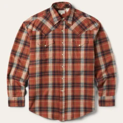 Stetson Brushed Twill Plaid Shirt Orange Discount