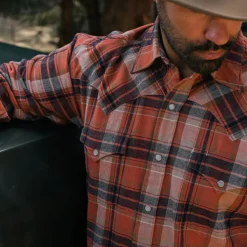 Stetson Brushed Twill Plaid Shirt Orange Online