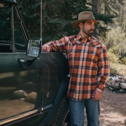 Stetson Brushed Twill Plaid Shirt Orange Online