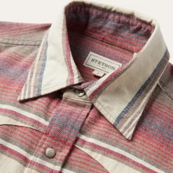 Stetson Brushed Twill Striped Shirt Red Sale