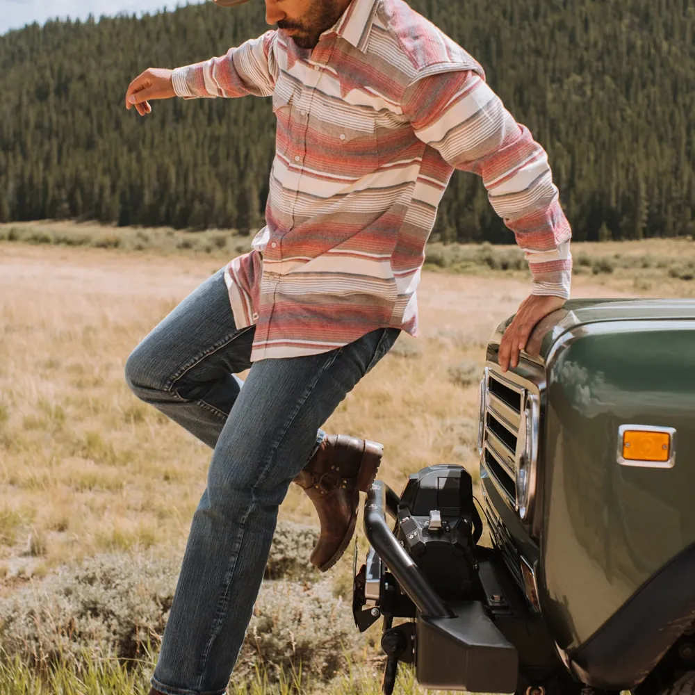 Stetson Brushed Twill Striped Shirt Red Discount