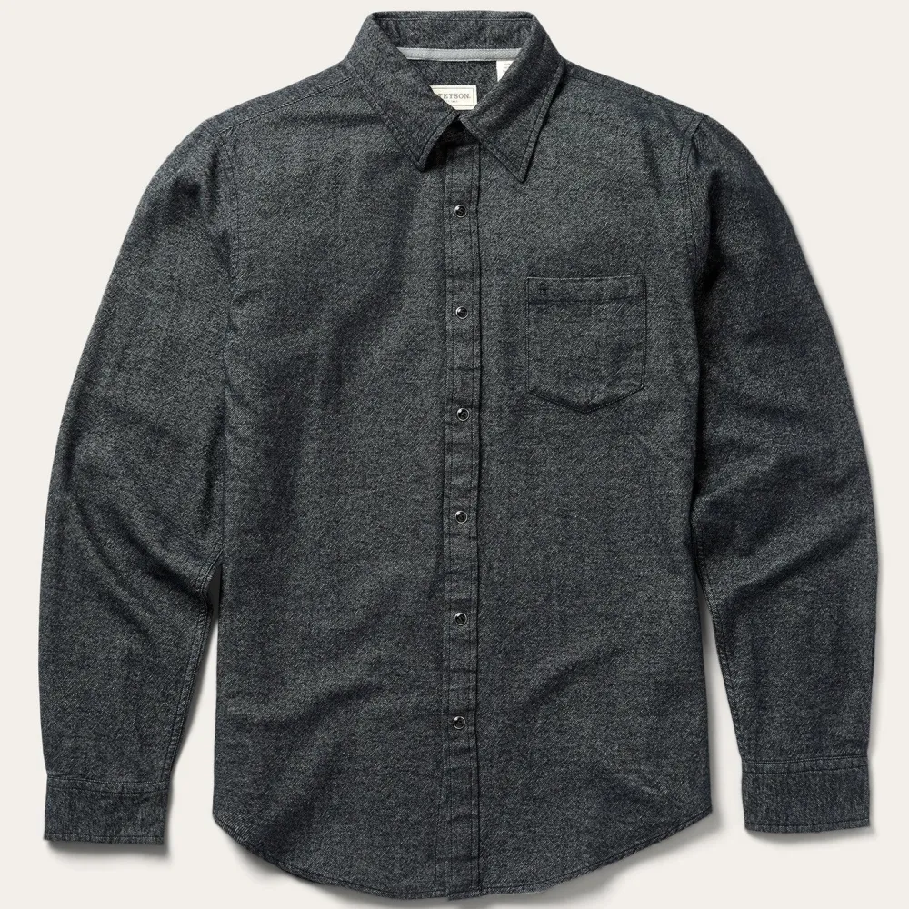 Stetson Brushed Twill Western Shirt Black Outlet