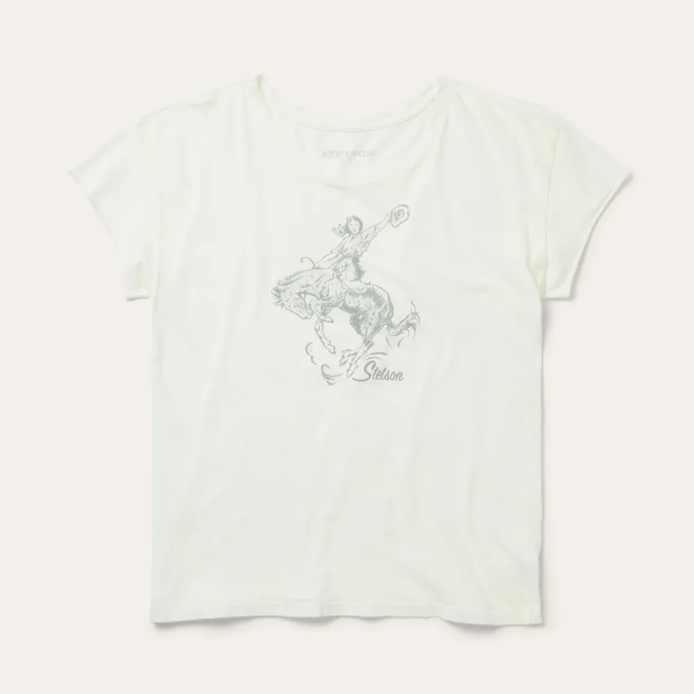 Stetson Bucking Cowgirl Graphic Tee White