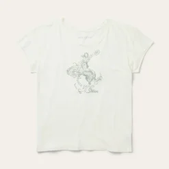 Stetson Bucking Cowgirl Graphic Tee White Sale