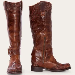 Stetson Burnished Cognac Paisley Side Zip Cowboy Boot Tan Clearance