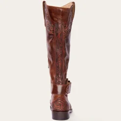 Stetson Burnished Cognac Paisley Side Zip Cowboy Boot Tan Clearance