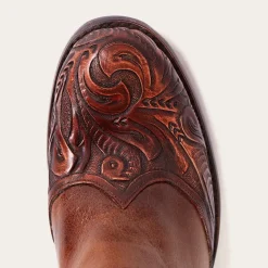 Stetson Burnished Cognac Paisley Side Zip Cowboy Boot Tan Clearance