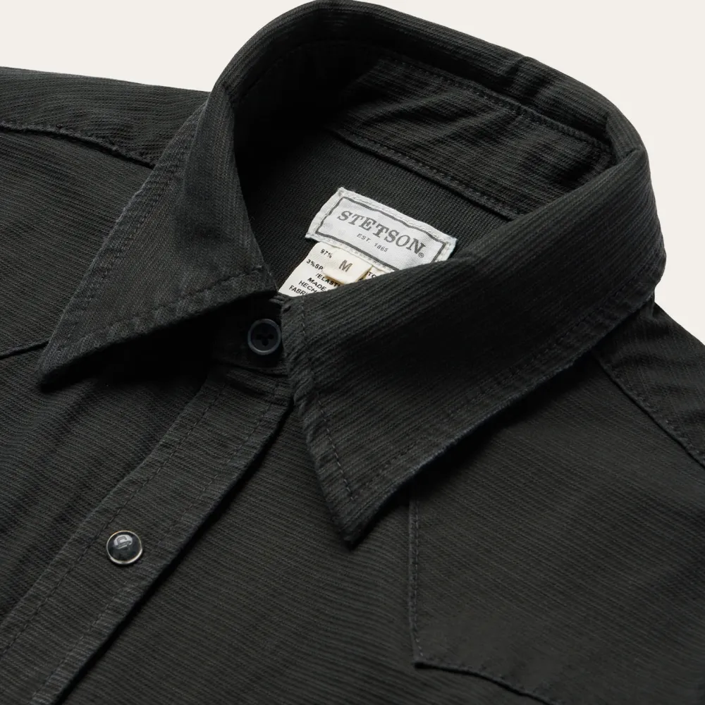 Stetson Charcoal Corded Denim Shirt Grey