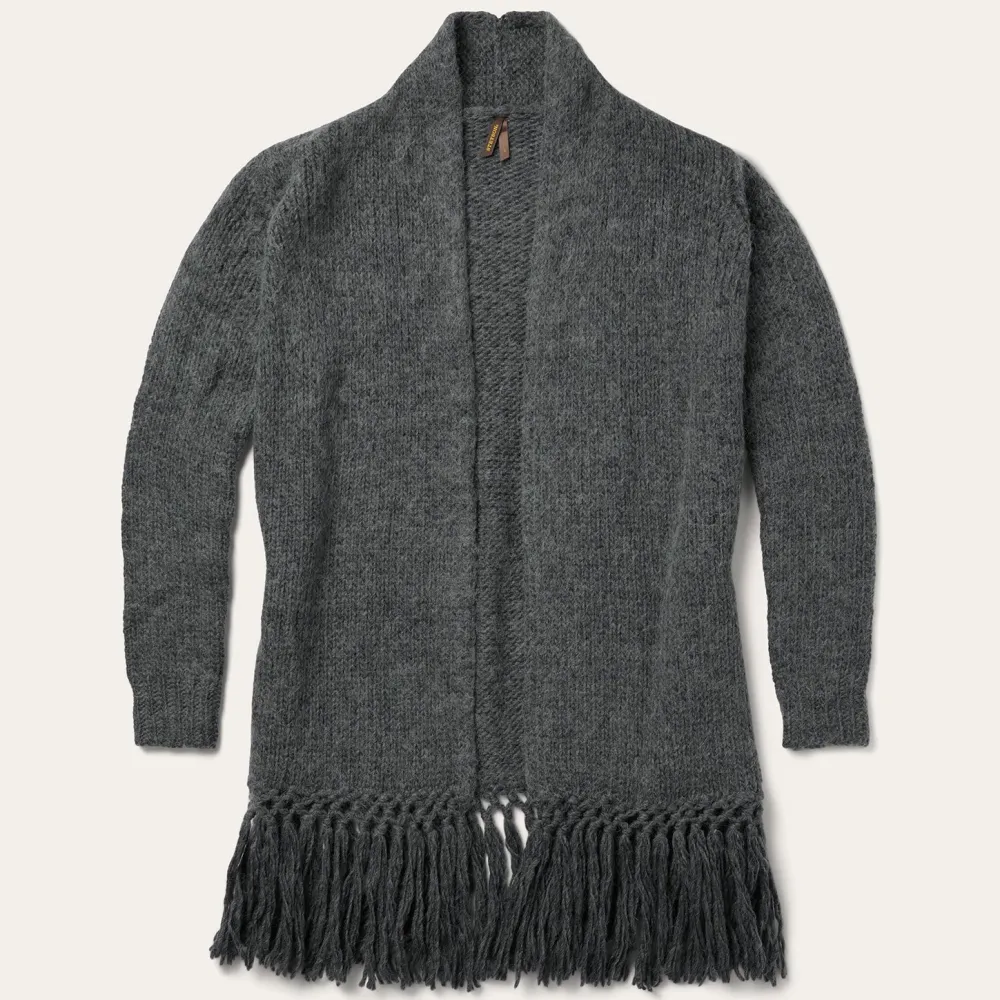 Stetson Charcoal Fringed Cardigan Grey Online