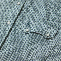 Stetson Circle Diamond Print Short Sleeve Western Shirt Green Hot