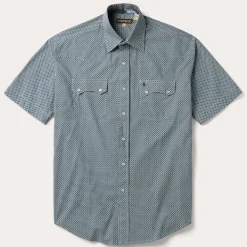 Stetson Circle Diamond Print Short Sleeve Western Shirt Green Outlet