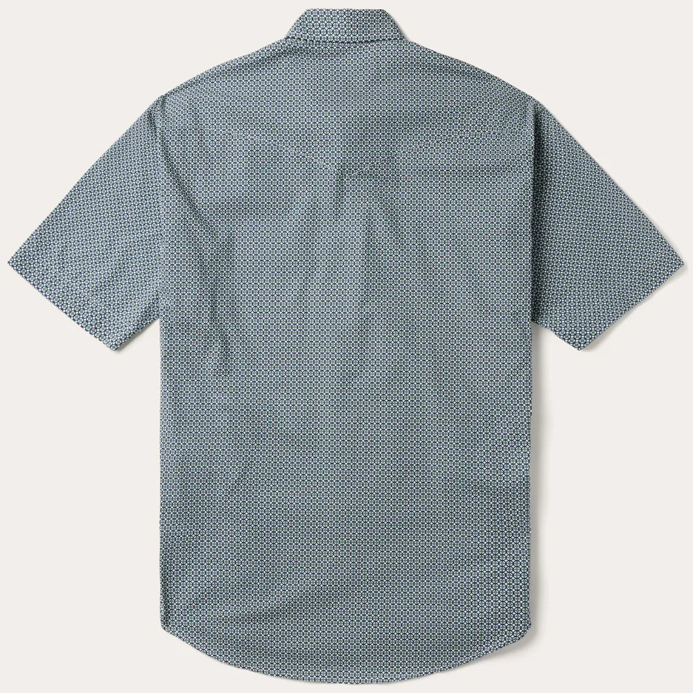 Stetson Circle Diamond Print Short Sleeve Western Shirt Green Outlet