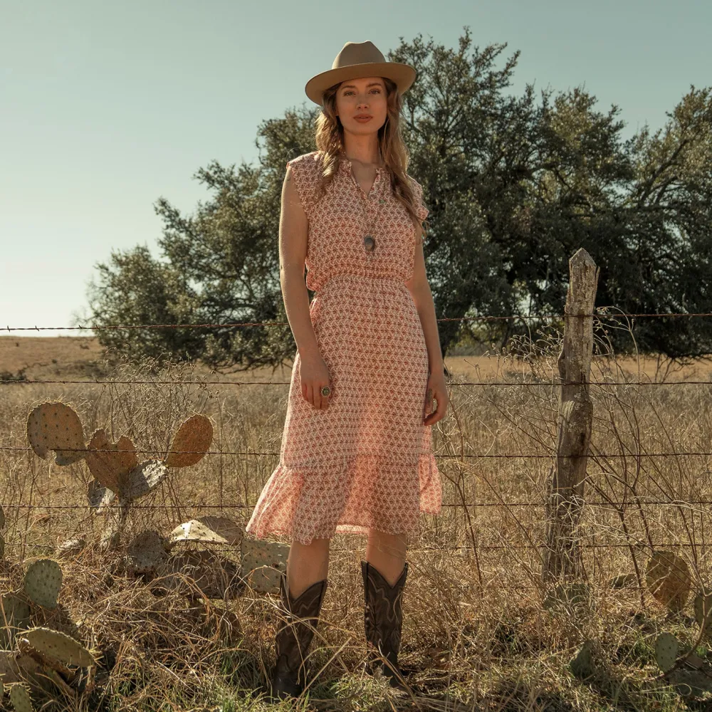 Stetson Cottage Floral Dress Red Sale