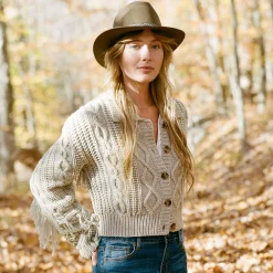 Stetson Cream Fringed Cardigan Tan