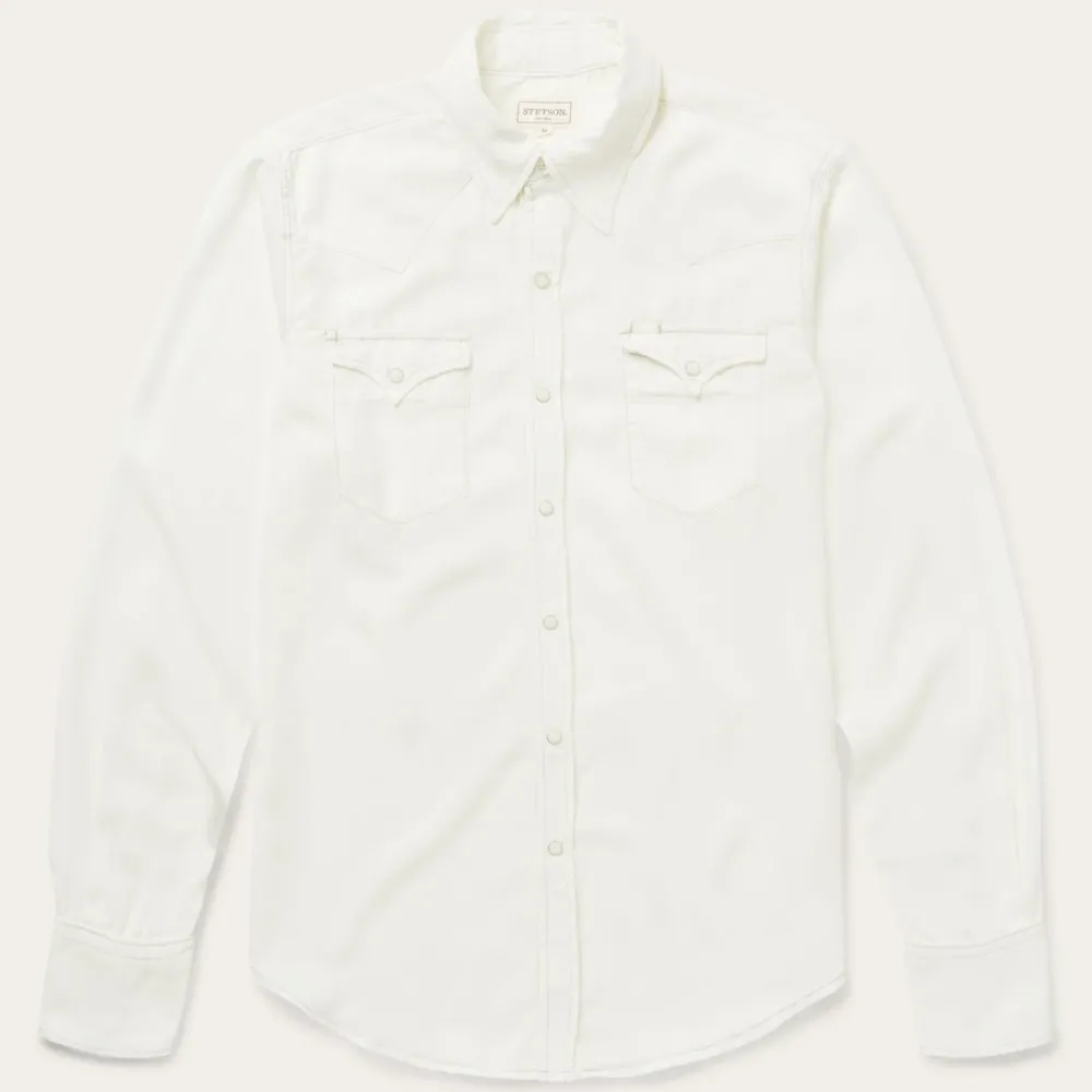 Stetson Cream Tencel Twill Shirt White Sale