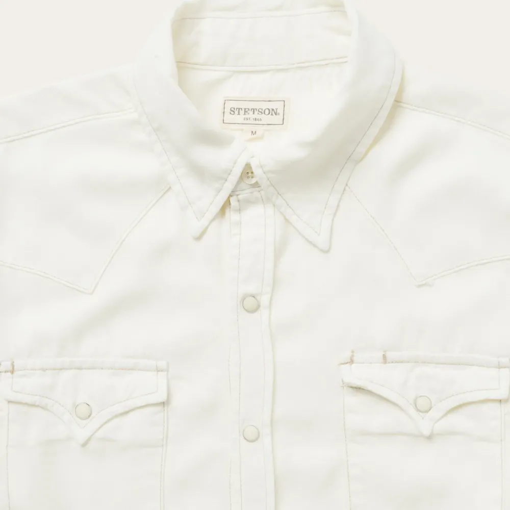 Stetson Cream Tencel Twill Shirt White Sale