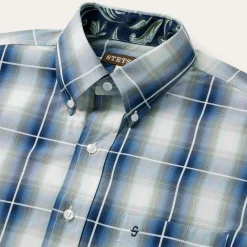 Stetson Crystal Plaid Button Down Shirt Blue Sale