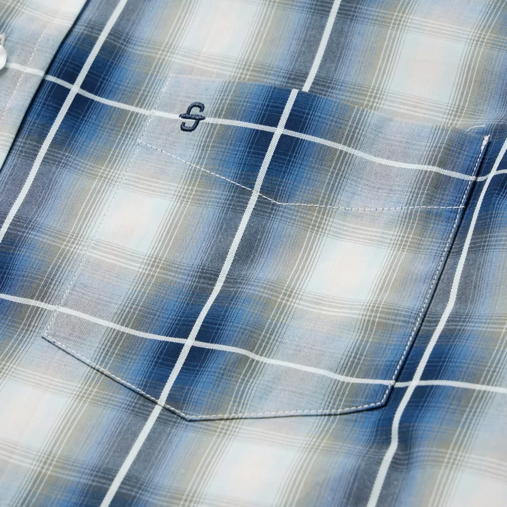 Stetson Crystal Plaid Button Down Shirt Blue New