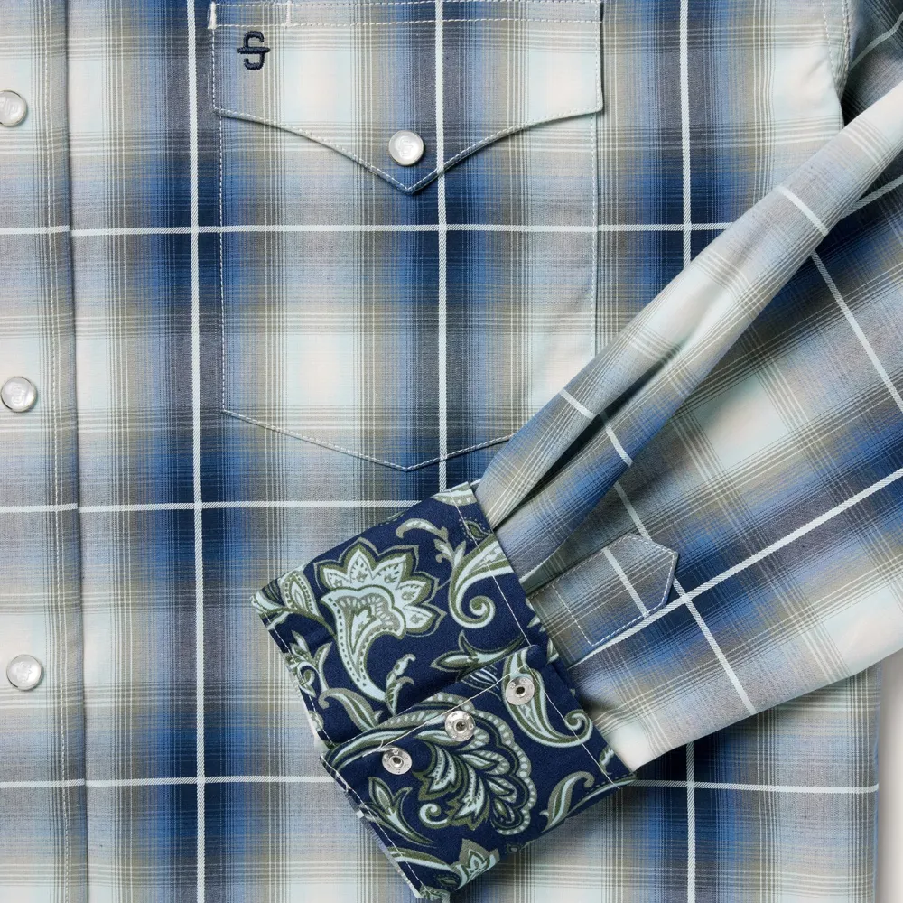 Stetson Crystal Plaid Western Shirt Blue Best
