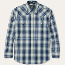 Stetson Crystal Plaid Western Shirt Blue Discount