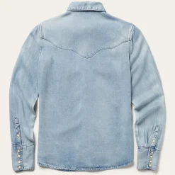 Stetson Curved Yoke Western Denim Top Blue Hot