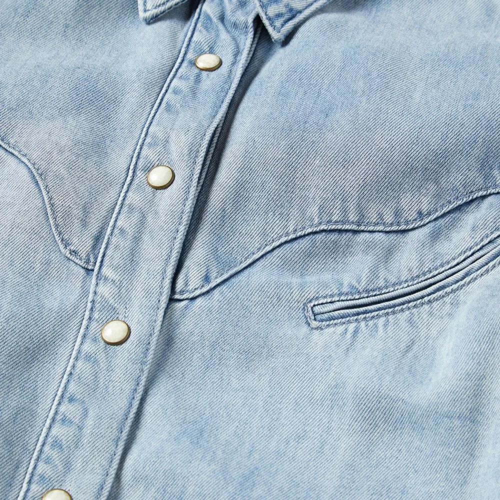 Stetson Curved Yoke Western Denim Top Blue Hot
