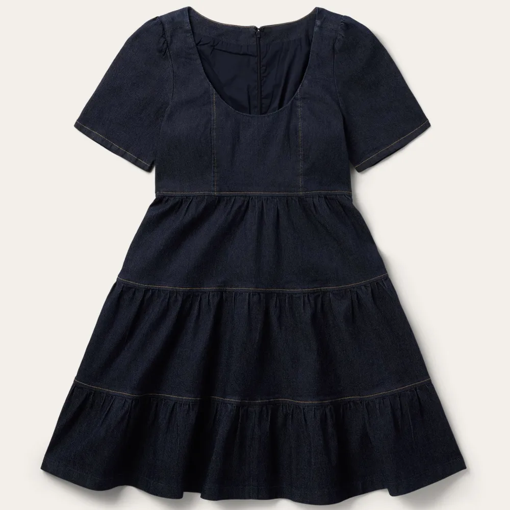 Stetson Dark Denim Dress With Contrast Top Stitching Blue Online