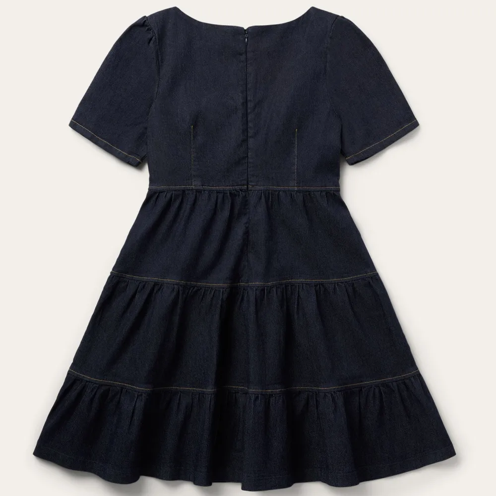 Stetson Dark Denim Dress With Contrast Top Stitching Blue Online
