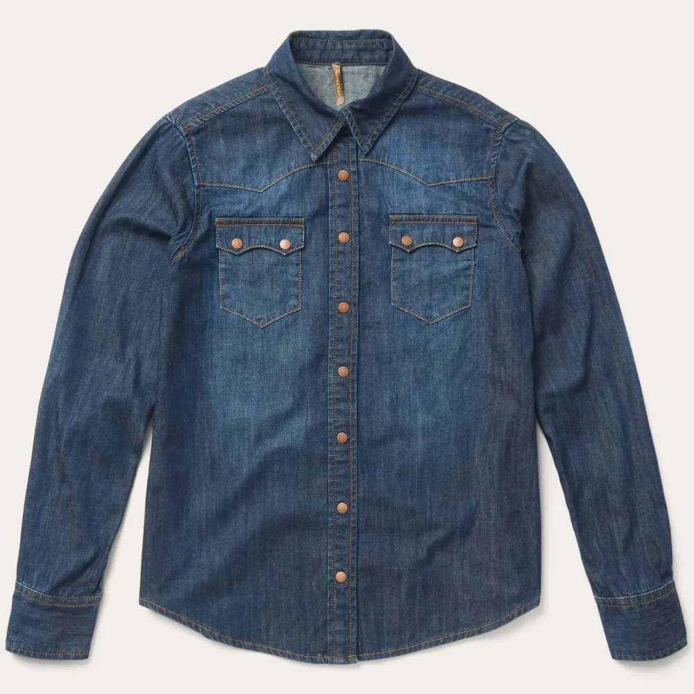 Stetson Dark Denim Snap Front Shirt Blue
