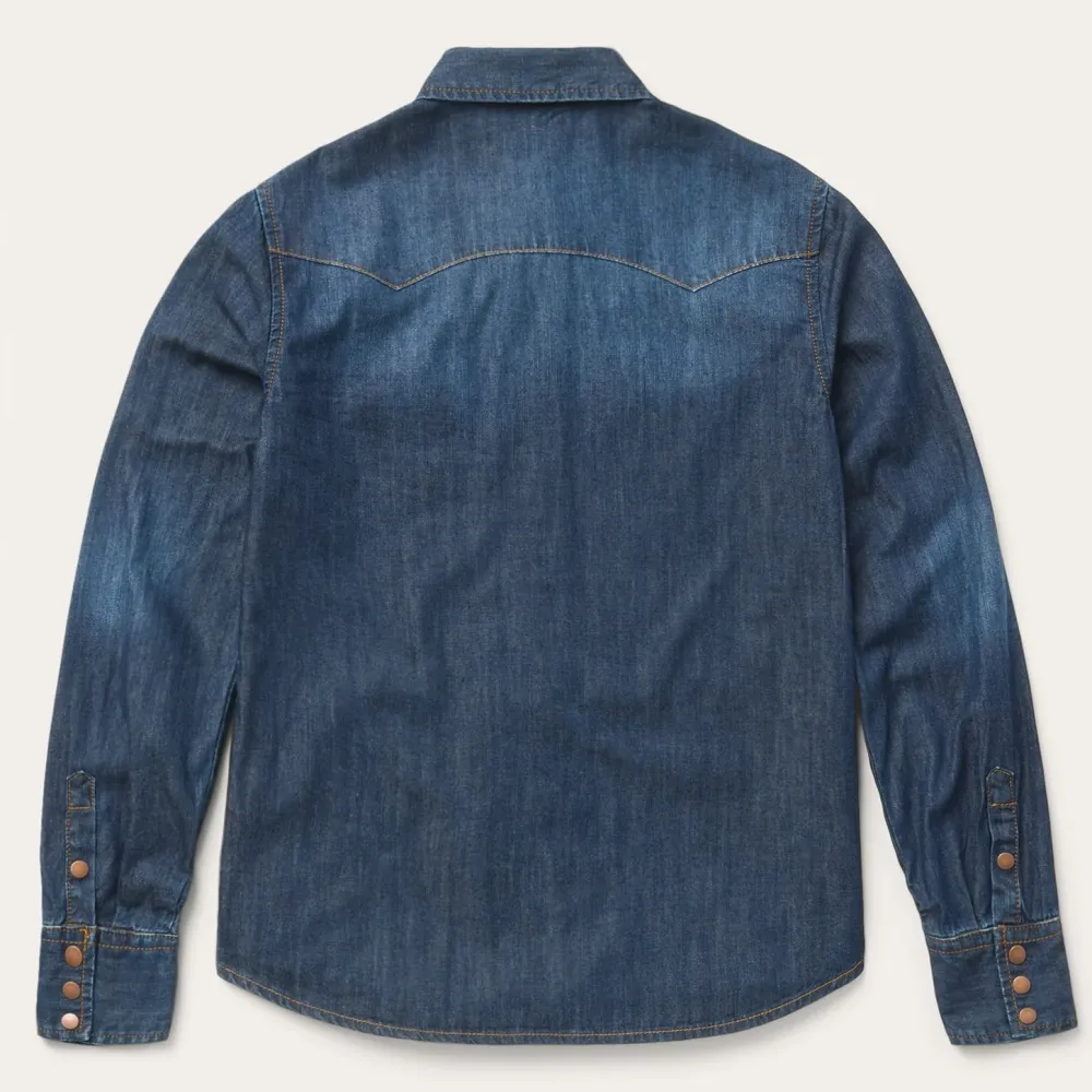 Stetson Dark Denim Snap Front Shirt Blue