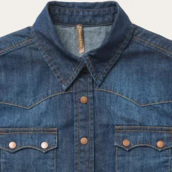 Stetson Dark Denim Snap Front Shirt Blue