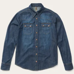 Stetson Dark Denim Snap Front Shirt Blue Outlet