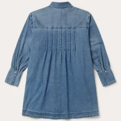 Stetson Denim Button Front Shirt Dress Blue Hot